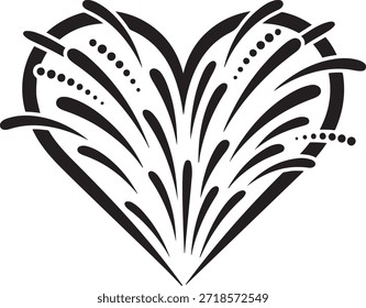 Pluma estilizada en blanco y negro con líneas punteadas