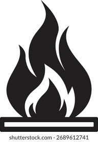 Stylized black and white fire icon