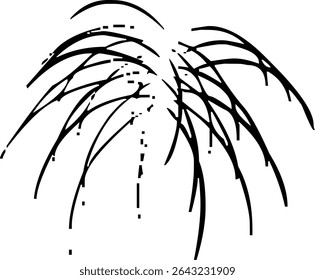 Stylized black and white fireworks vector, ideal for celebrations, festivals, and graphic design use.