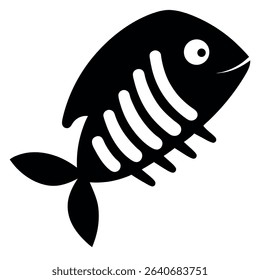Stylized Black and White Fish Silhouette