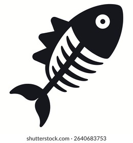 Stylized Black and White Fish Silhouette