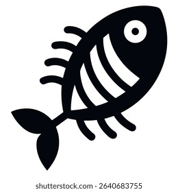 Stylized Black and White Fish Silhouette