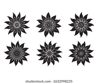 Stylized Black and White Flower Design passion-flower-icon-with-intricate--layered-fila 