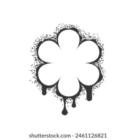 Stylized Black And White Flower Frame Encircled By A Splatter Of Grunge Elements, Complemented With Dripping Paint