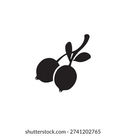 Stylized black and white graphic of an olive branch, symbolizing peace and nature, isolated on a transparent background.