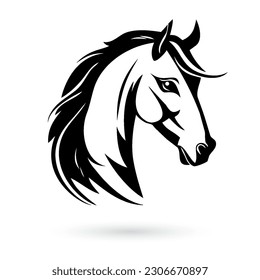 Stylized black and white horse head logo template on a white background, perfect for a brand or business logo