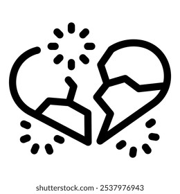 Stylized black and white icon of a broken heart exploding, representing the pain and turmoil of a difficult separation