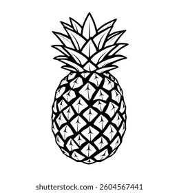 Stylized Black And White Illustration Of A Pineapple
