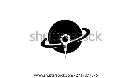 A stylized black and white image featuring a planet with a ring system and a probe, symbolizing space exploration, technology, and scientific discovery.
