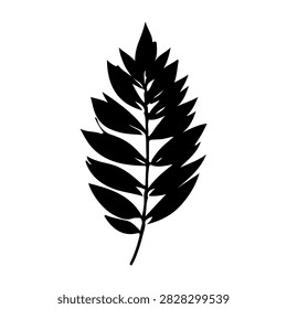 Stylized black and white leaf silhouette emphasizing natural shapes and textures, ideal for botanical, environmental, or design projects.