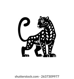 Stylized Black and White Leopard Silhouette