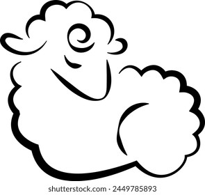 dibujo lineal estilizado en blanco y negro de una oveja, Vector