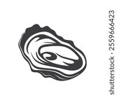 Stylized Black and White Oyster Shell Vector Illustration 