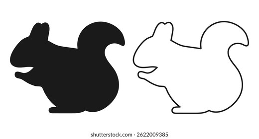 Stylized Black and White Squirrel Silhouettes, an artistic take on these charming creatures