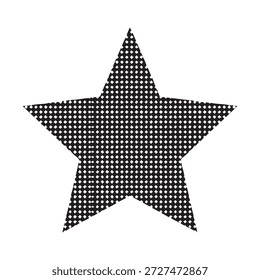 Um padrão estilizado de estrela preta e branca com uma textura semelhante a uma grade, adequado para fins decorativos e de design.