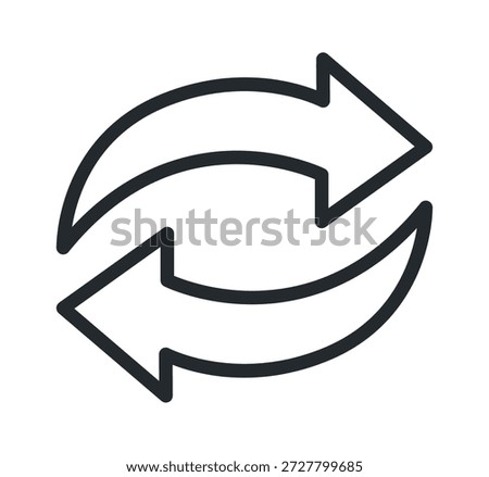 Stylized black and white two-way arrows symbol representing exchange or recycling concept.