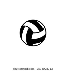 Ícone de vetor preto e branco estilizado que representa uma bola de voleibol.