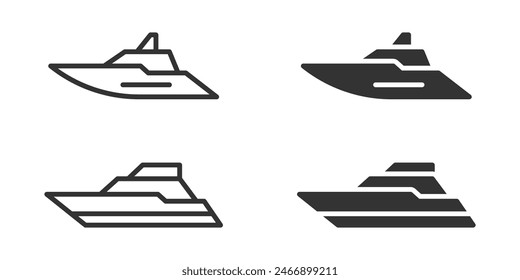 Stylized black and white vector illustration of a yacht with modern design.