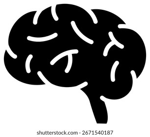 Una Ilustración vectorial estilizada en blanco y negro de un cerebro humano, perfecta para conceptos relacionados con el pensamiento, la inteligencia, la salud y la psicología.