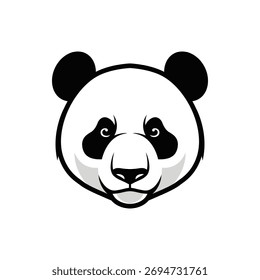 Ilustração de vetor preto e branco estilizado de uma cabeça de panda