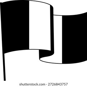 Una estilizada bandera ondeando en blanco y negro de Irlanda, que representa el orgullo nacional y las festividades del Día de San Patricio.