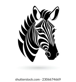 Stylized black and white zebra head logo template on a white background