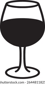 Stylized Black Wine Glass Illustration