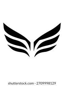 Stilisierte schwarze Flügel Logo-Design in minimalistischer Silhouette