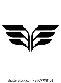 Stylized Black Wing Logo Design in Minimalist Silhouette