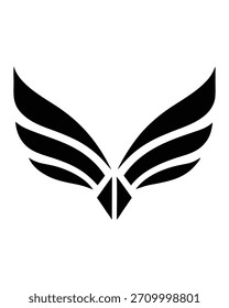 Diseño de logotipo de ala negra estilizada en silueta minimalista