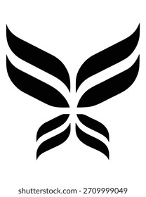 Stylized Black Wing Logo Design in Minimalist Silhouette