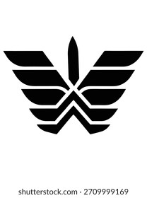 Stylized Black Wing Logo Design in Minimalist Silhouette