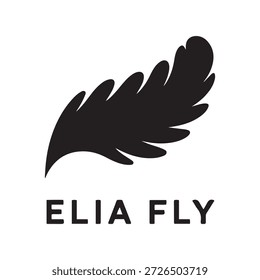 A stylized black wing logo with the text 'ELIA FLY' underneath, set against a transparent background.