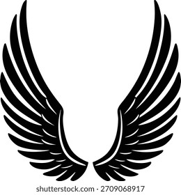 Stylized black wings isolated on white background