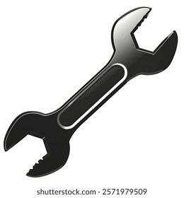 Stylized Black Wrench Illustration on White Background