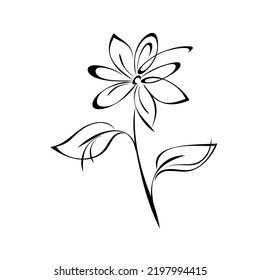 flor estilizada floreciente en un tallo con hojas. decoración gráfica