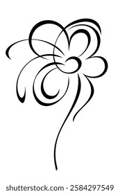 stylized blossoming flower on a short stem without leaves; graphic decor