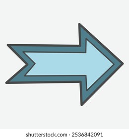 A stylized blue arrow pointing to the right, designed with a layered effect.