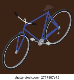 A stylized blue bicycle with white handle grips and pedals isolated on transparent background
