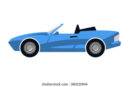 Stylized Blue Convertible Sports Car Vector Icon