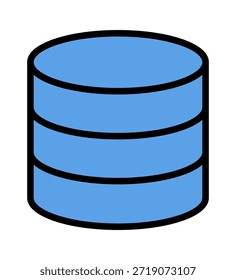 Un icono de base de datos azul estilizado sobre un fondo blanco, que simboliza el almacenamiento y la gestión de datos.
