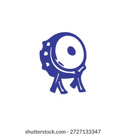 A stylized blue drum with a circular head and small legs stands on a clean white background, resembling a traditional musical instrument.