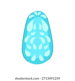 Unha azul estilizada com um padrão abstrato de gotas de água mais leves, criando um tema cosmético fresco e elegante para conceitos de beleza e moda