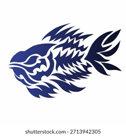 Logotipo estilizado de peixe azul Emblema marinho tribal dinâmico