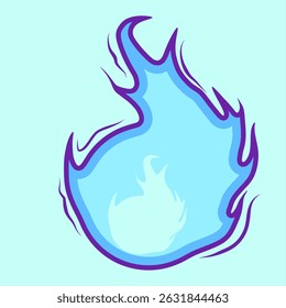 Stylized Blue Flame Illustration, Modern illustration of a stylized blue flame