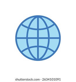 Stylized blue globe on White Background symbolizes global connectivity