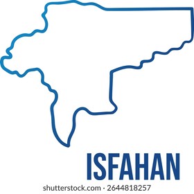 Mapa de gradiente azul estilizado de Isfahan, Irã, com um contorno limpo e desenhado à mão. Use para artigos políticos, blogs de viagens, recursos educacionais ou infográficos regionais.

