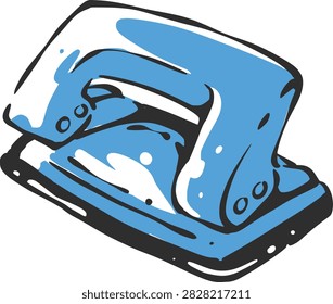 Stylized blue hole punch with rounded metal body
