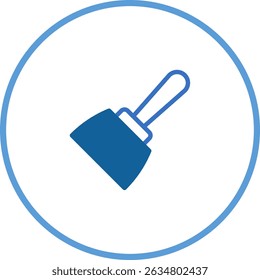 Ilustração azul estilizada de uma espátula dentro de um círculo contornado azul no branco