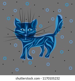 Stylized blue kitten.
